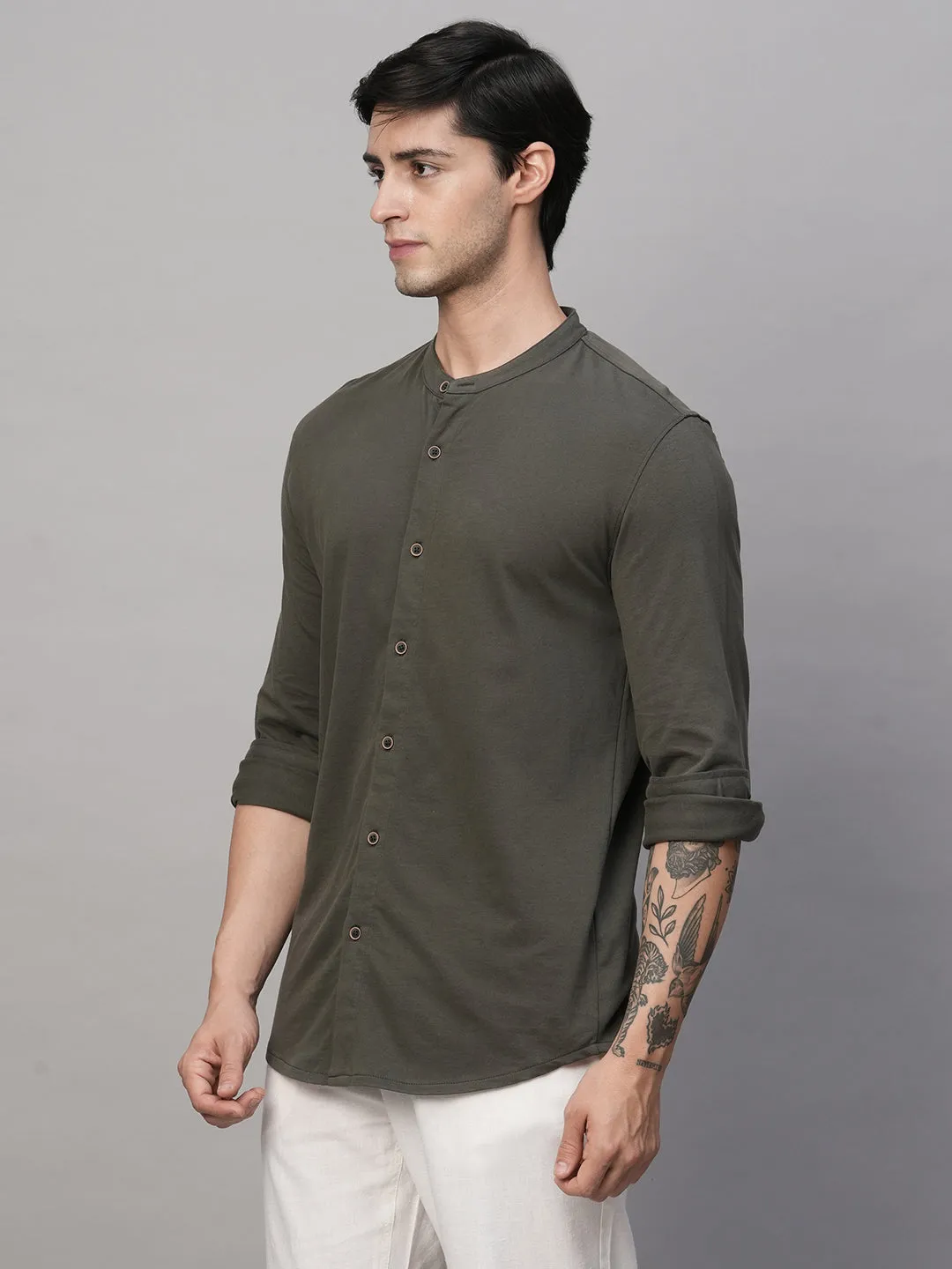 Men's Green Cotton Regular Fit Tshirt