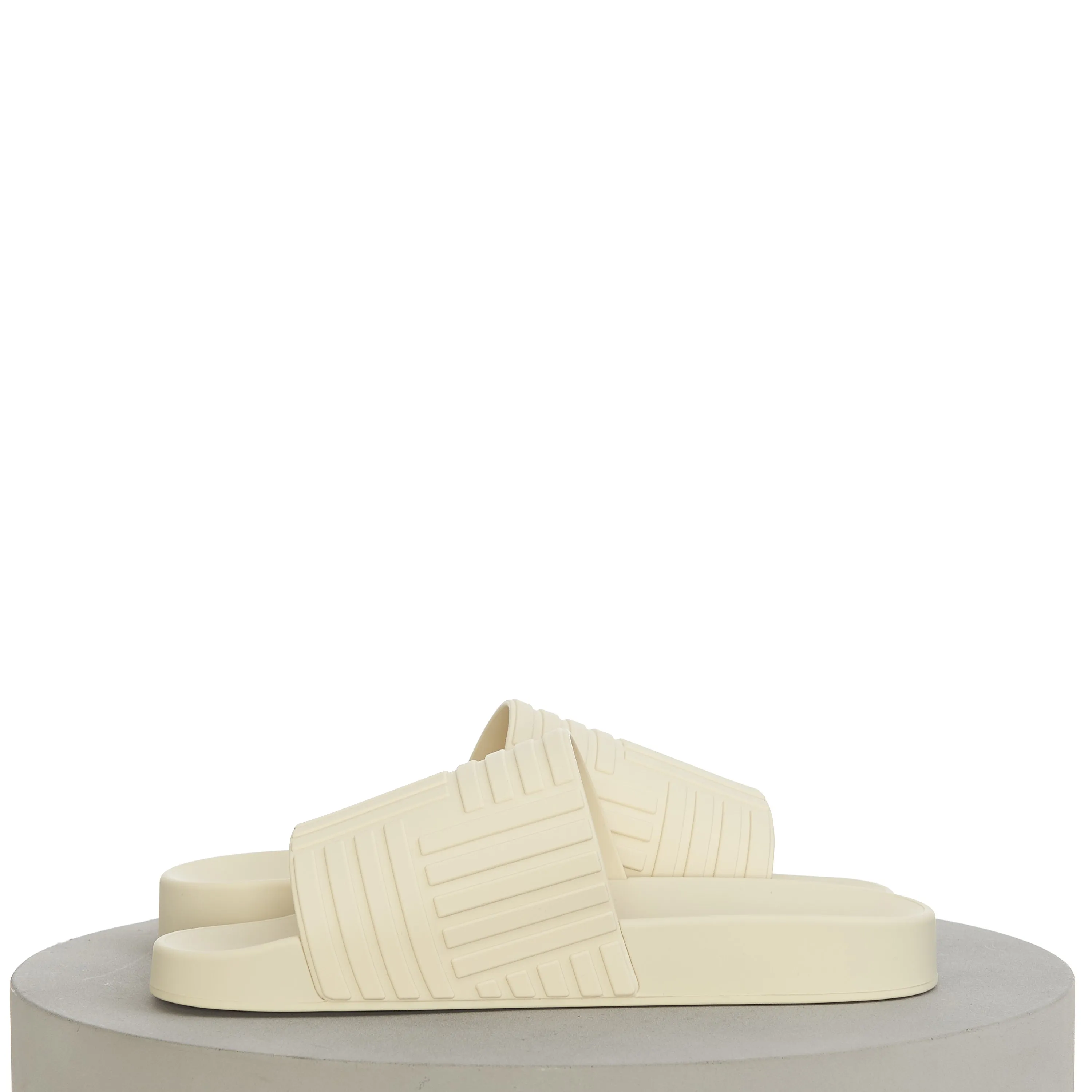 Men's "Slider" Slide Sandals In Sea Salt Beige Rubber