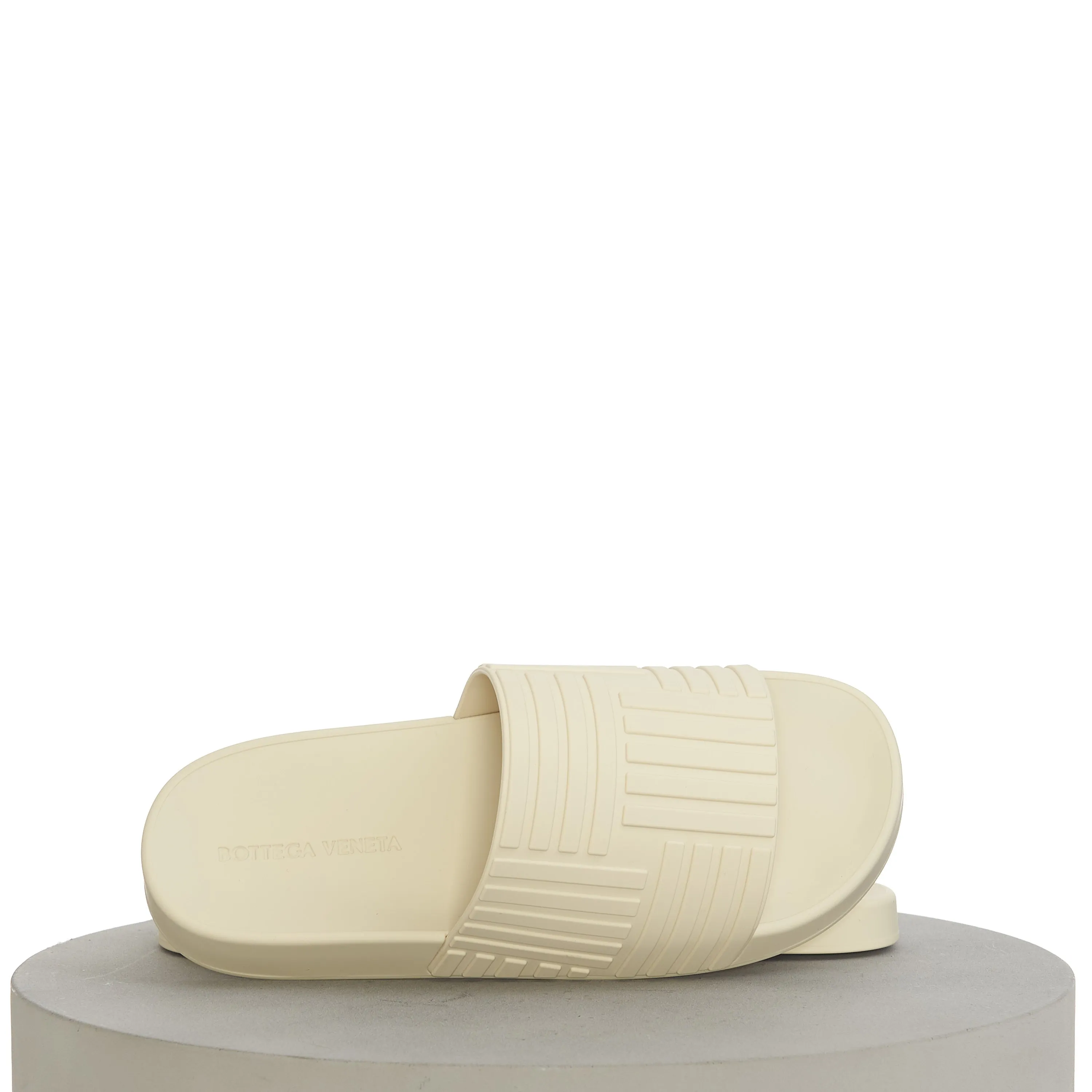 Men's "Slider" Slide Sandals In Sea Salt Beige Rubber