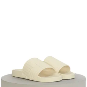 Men's "Slider" Slide Sandals In Sea Salt Beige Rubber