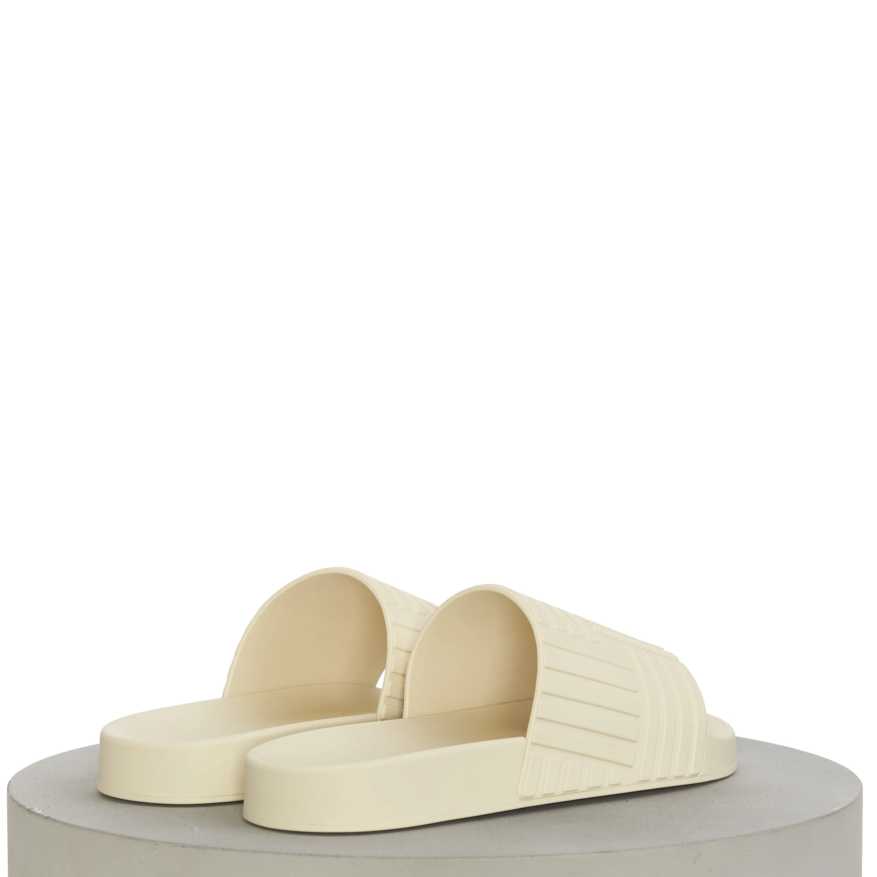 Men's "Slider" Slide Sandals In Sea Salt Beige Rubber