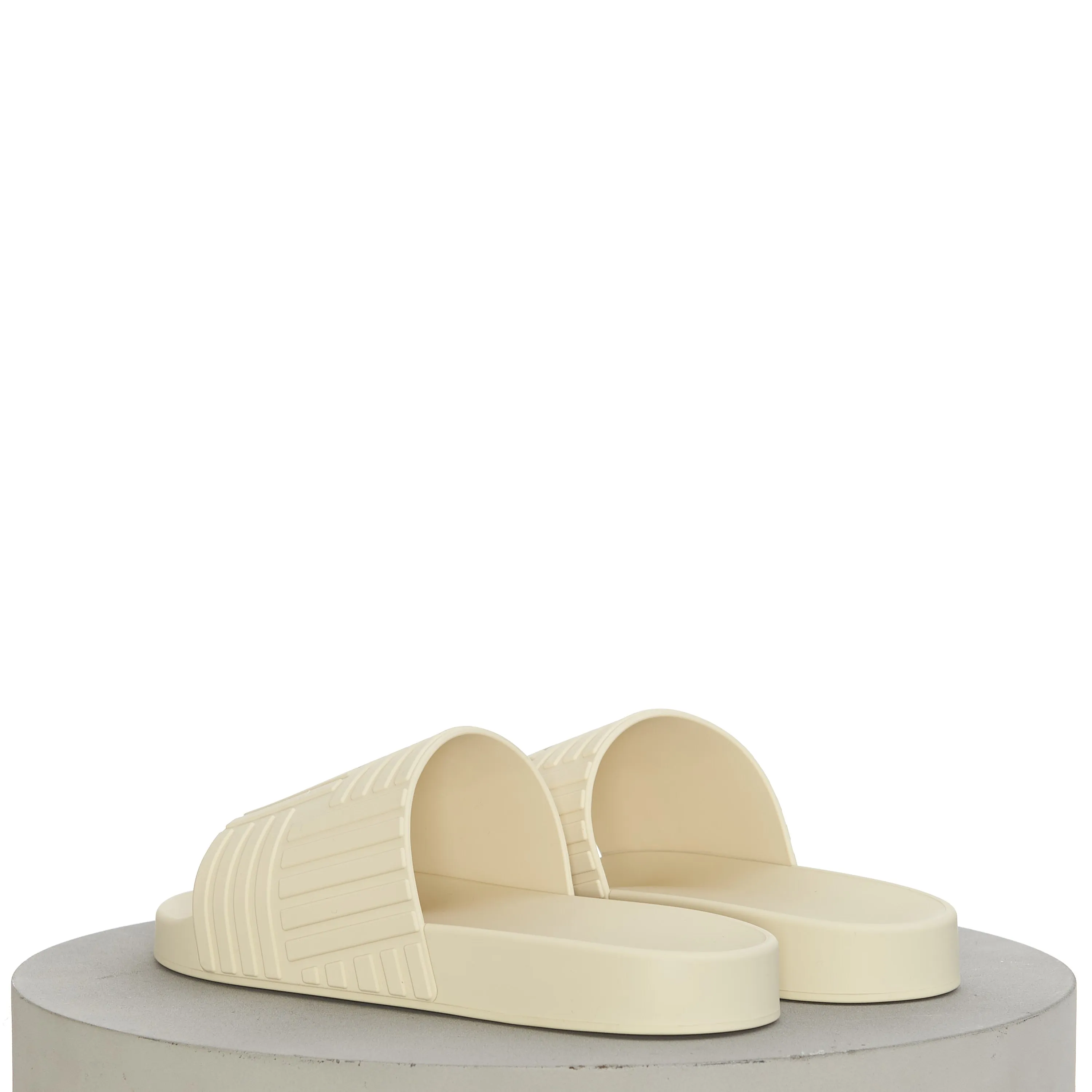 Men's "Slider" Slide Sandals In Sea Salt Beige Rubber