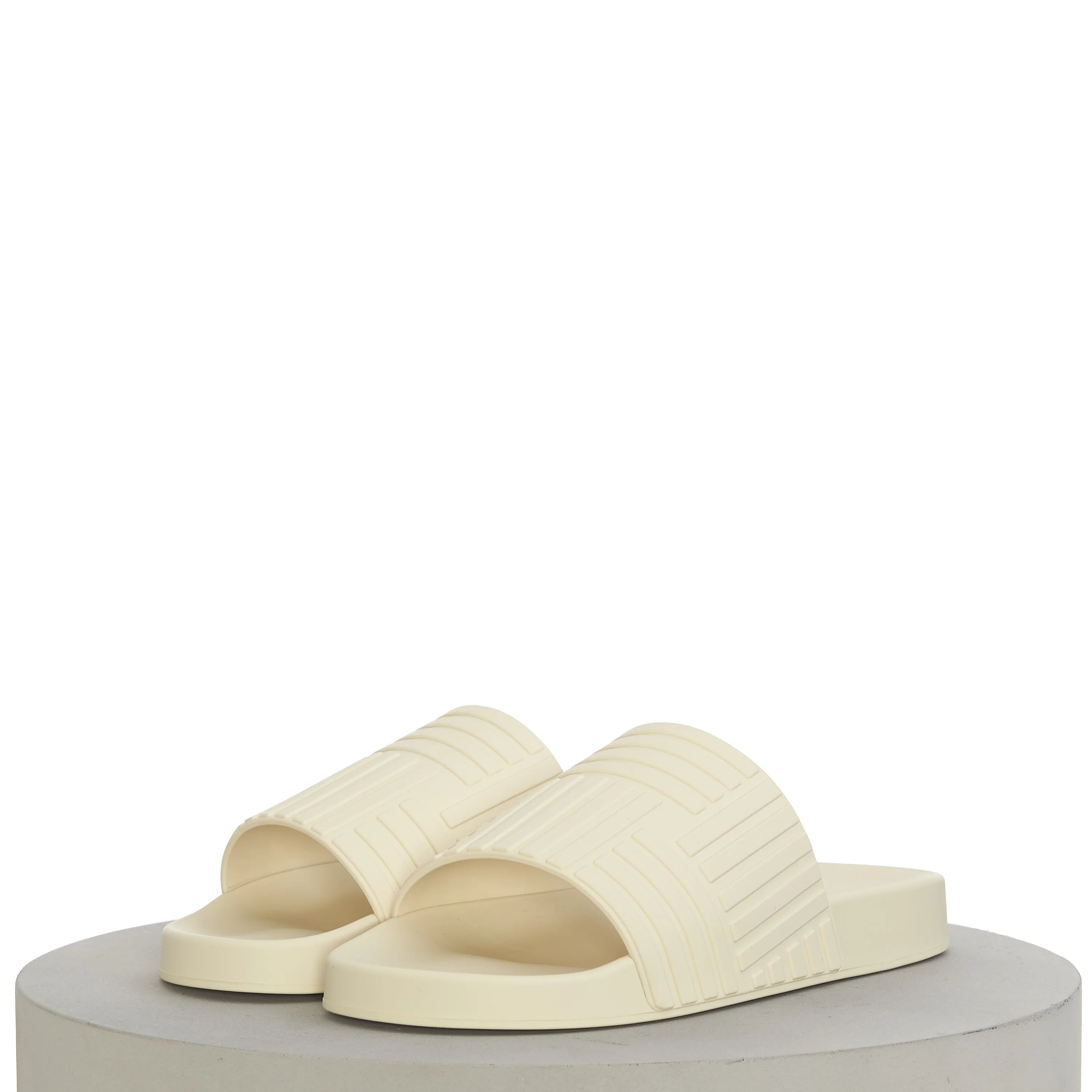 Men's "Slider" Slide Sandals In Sea Salt Beige Rubber