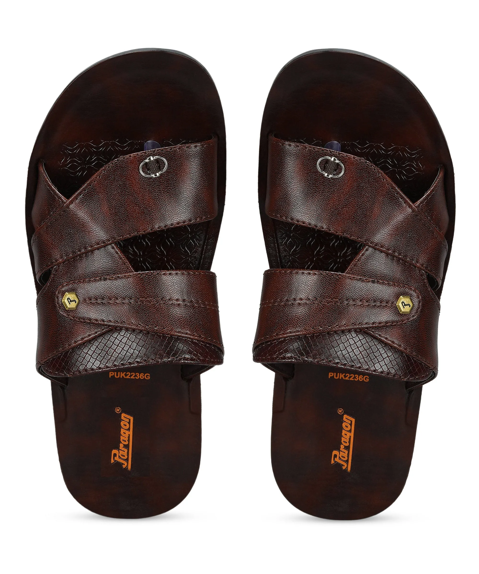 Paragon Men's Slip-on Brown Sandals for Men | Comfortable Sole & Durable