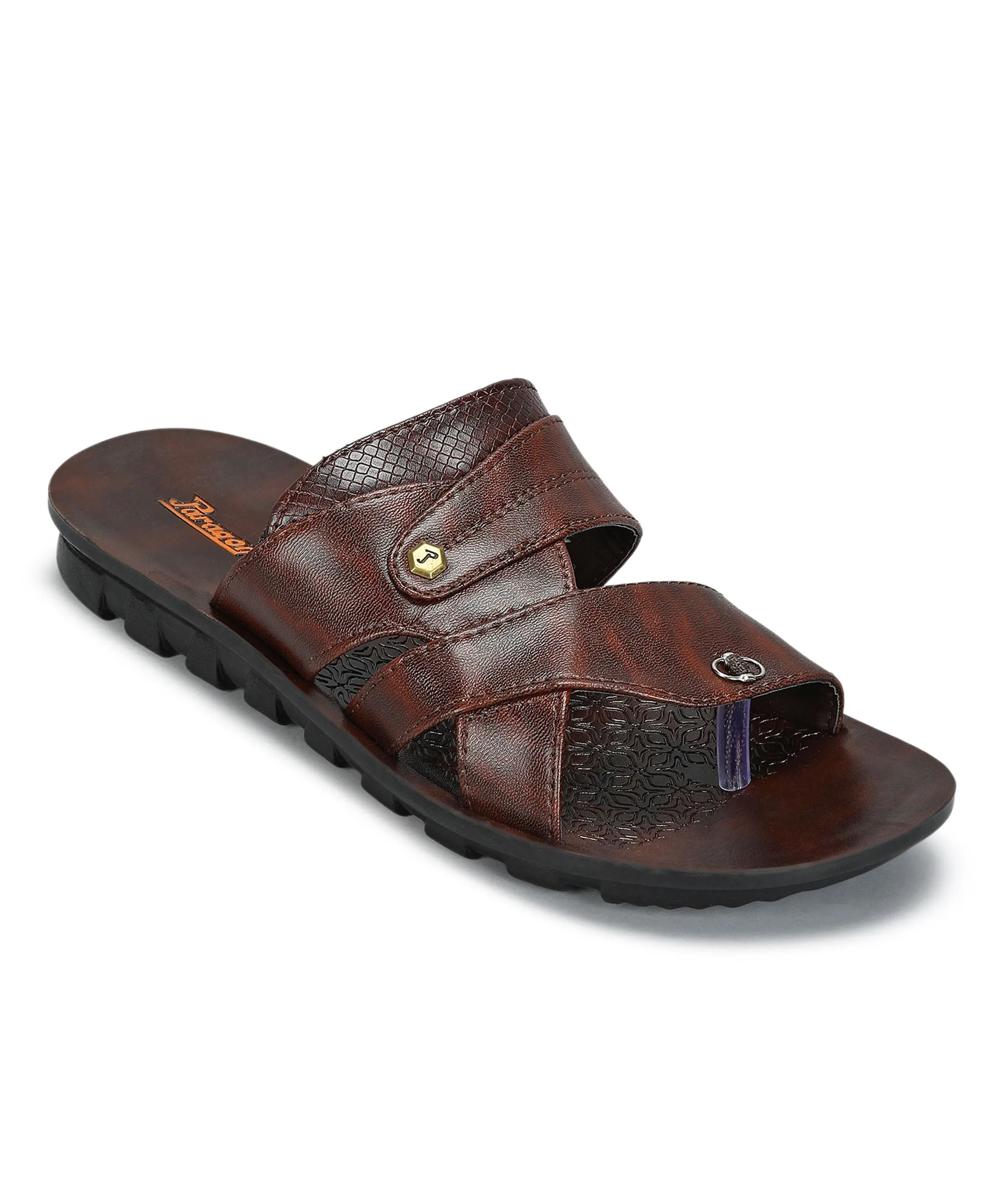 Paragon Men's Slip-on Brown Sandals for Men | Comfortable Sole & Durable