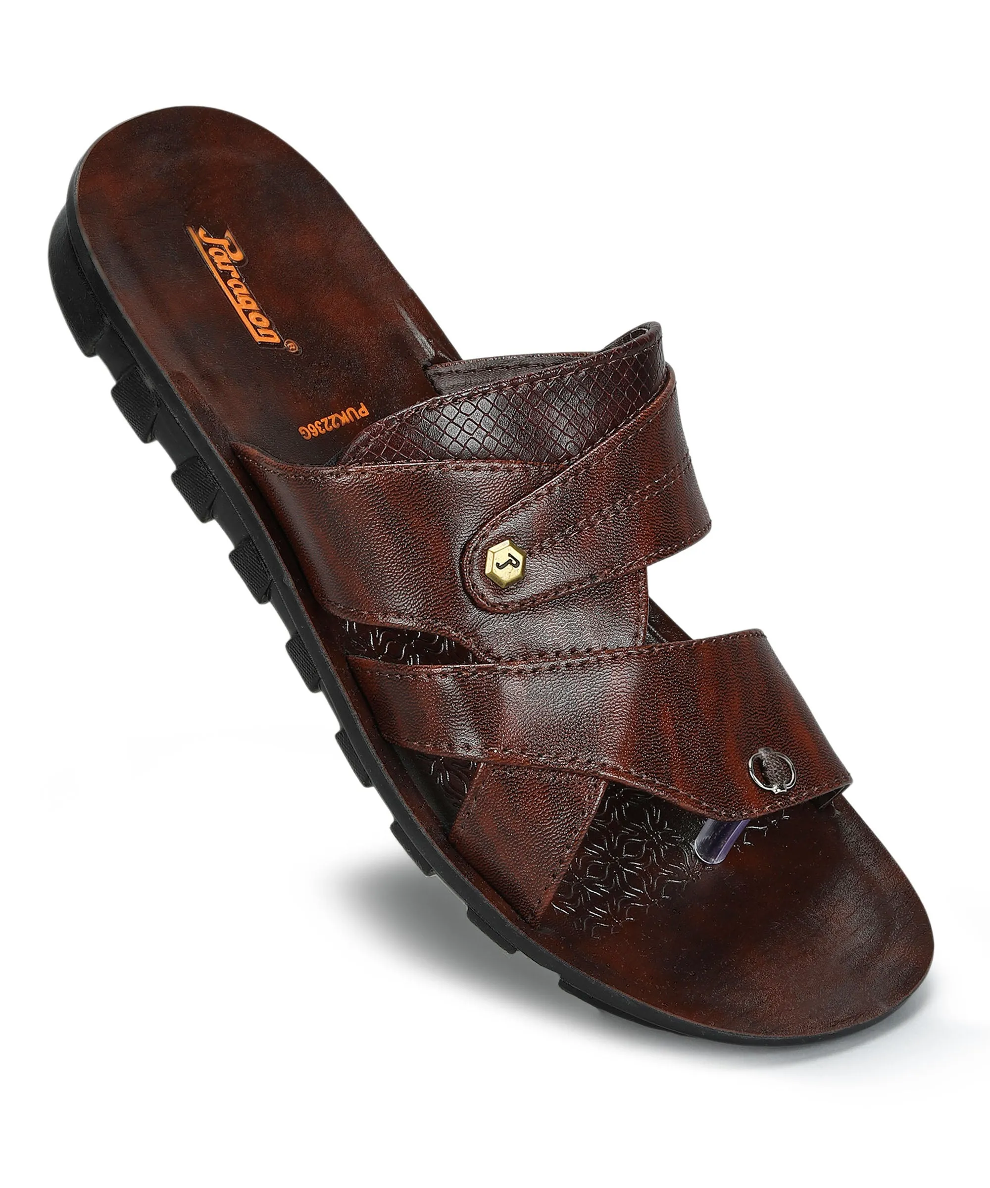 Paragon Men's Slip-on Brown Sandals for Men | Comfortable Sole & Durable