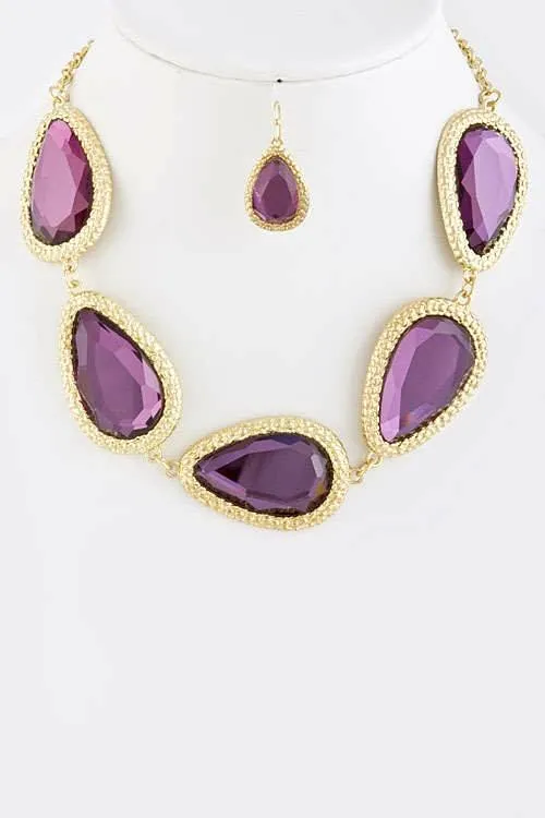 PURPLE CRYSTAL NECKLACE SET- CLEARANCE ALL SALES are FINAL