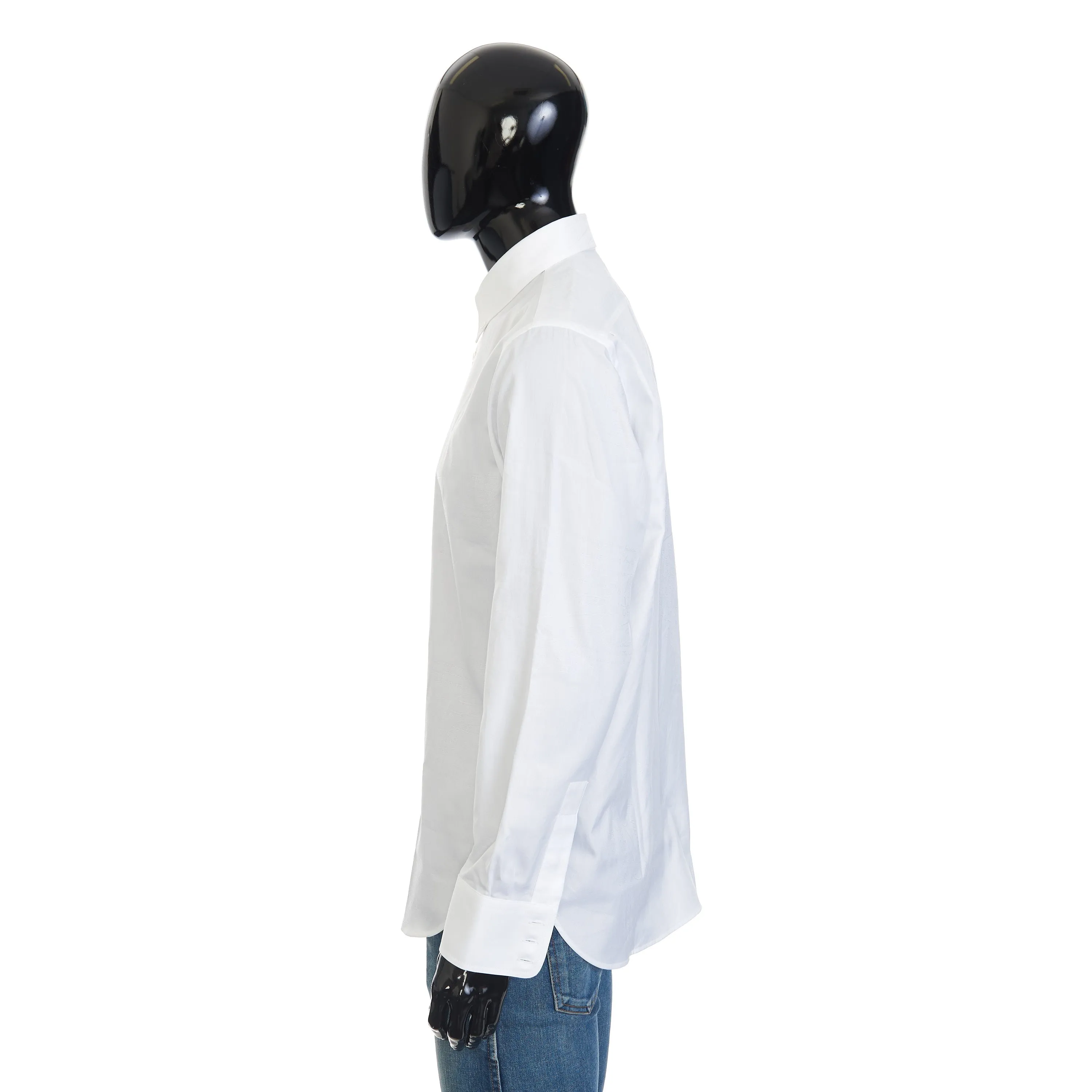 Scritto Button-Down Collar Shirt In White Cotton