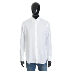 Scritto Button-Down Collar Shirt In White Cotton