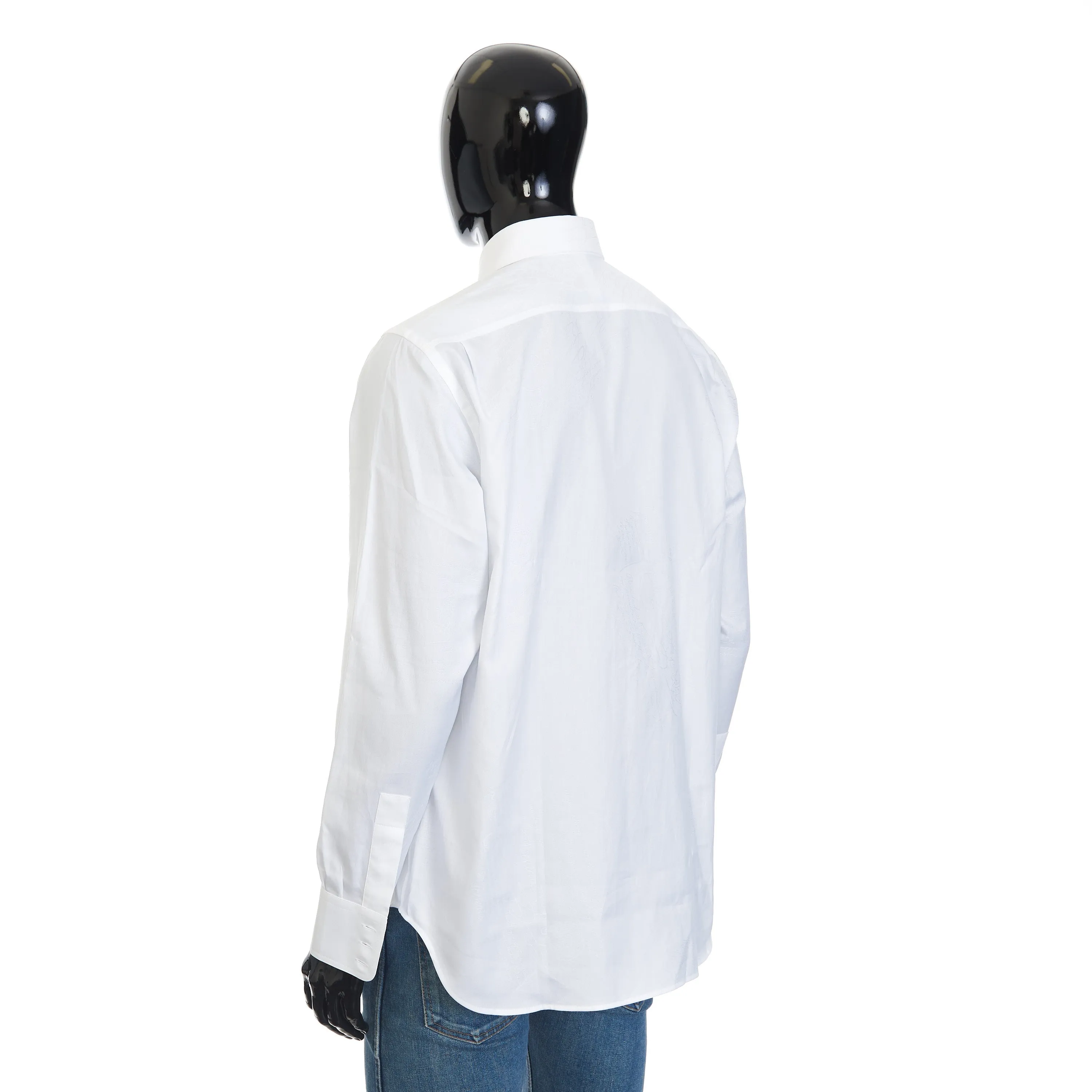 Scritto Button-Down Collar Shirt In White Cotton