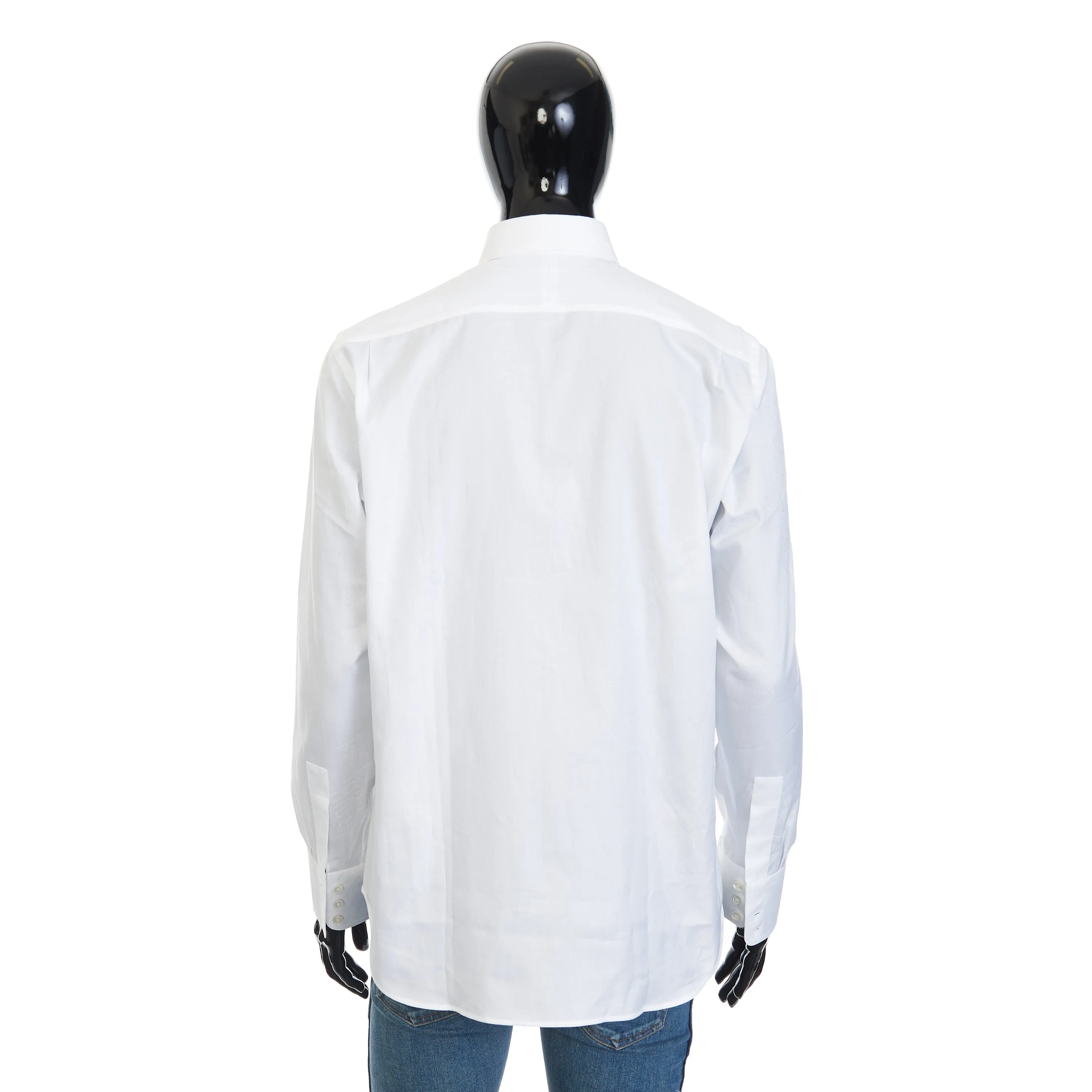 Scritto Button-Down Collar Shirt In White Cotton