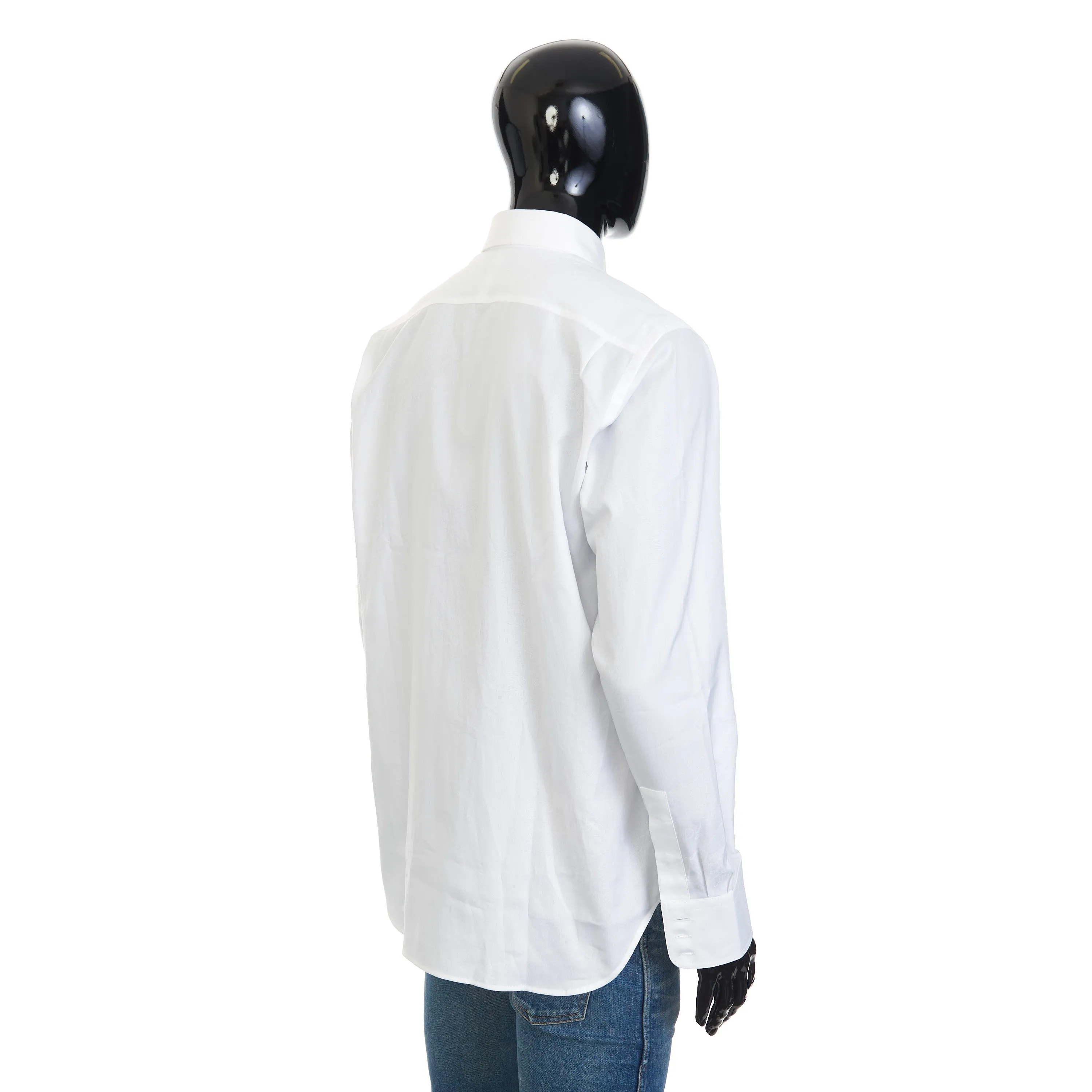 Scritto Button-Down Collar Shirt In White Cotton