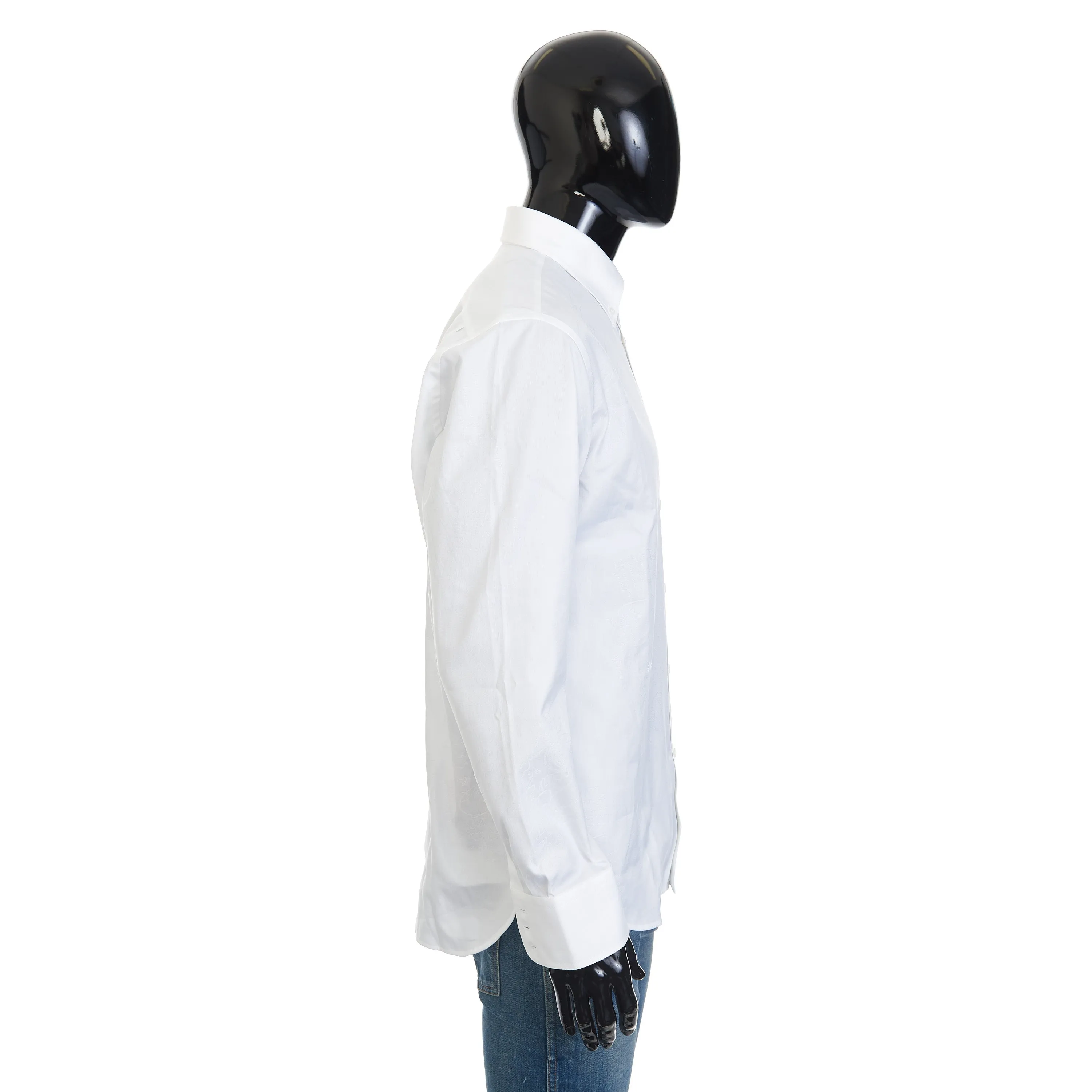 Scritto Button-Down Collar Shirt In White Cotton