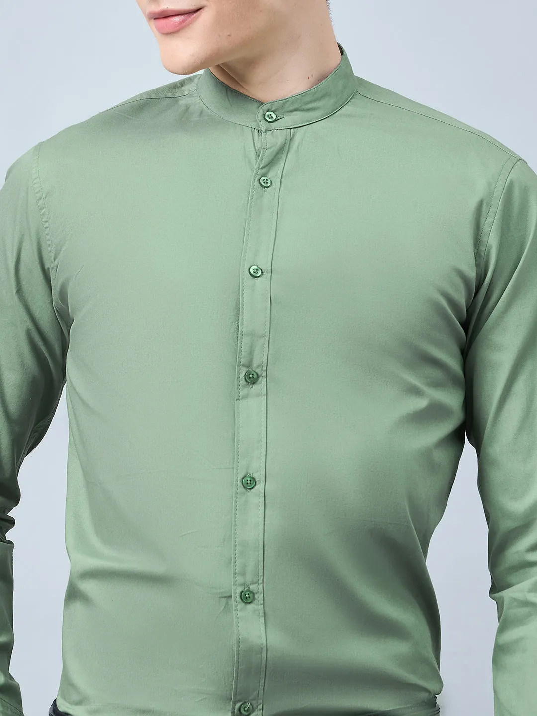 Style Quotient Men Green Cotton Solid Formal Shirt