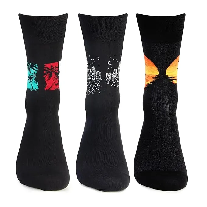 Summer Trio Sunset Delights Crew Length Socks for Men - Pack of 3