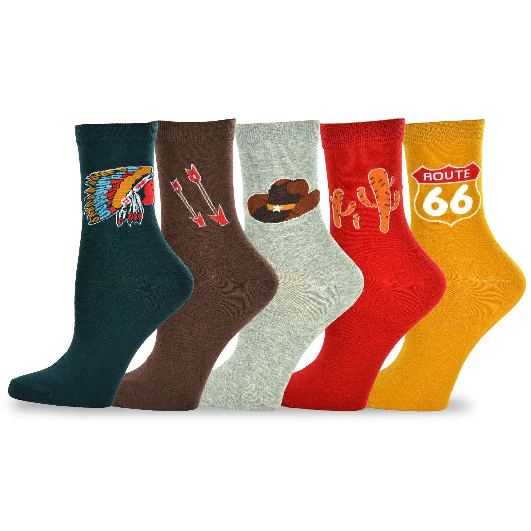 TeeHee Socks Women's Casual Cotton Crew Stars/Old America 10-Pack (119145)