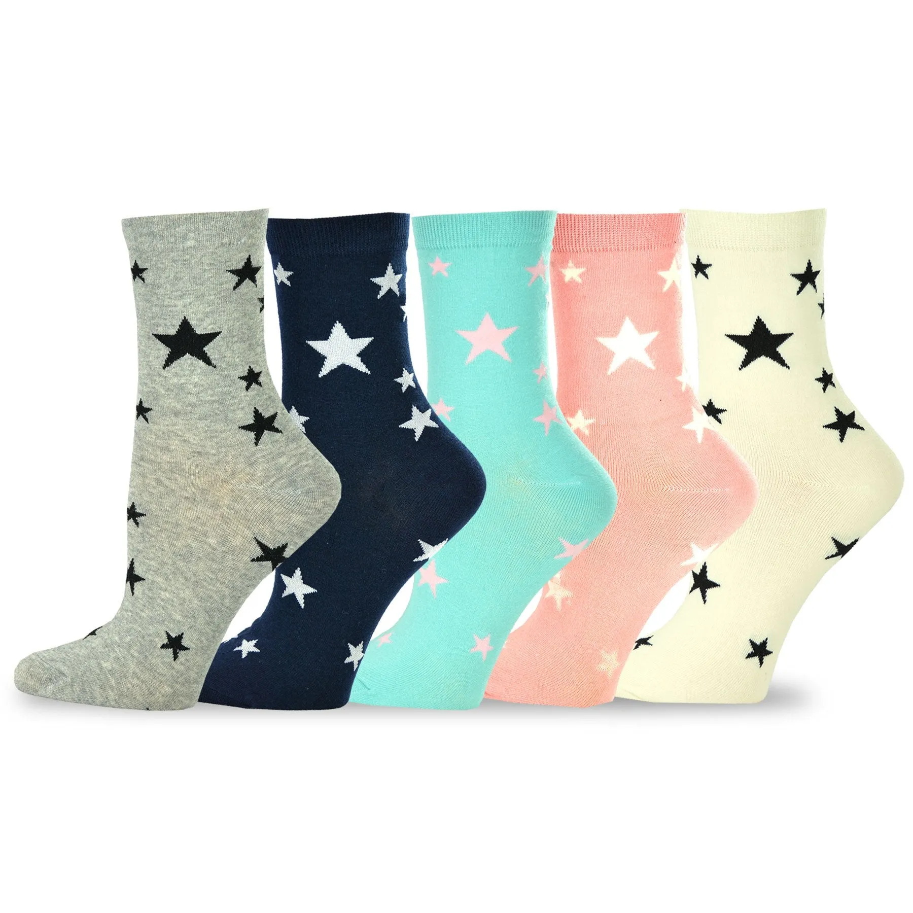 TeeHee Socks Women's Casual Cotton Crew Stars/Old America 10-Pack (119145)