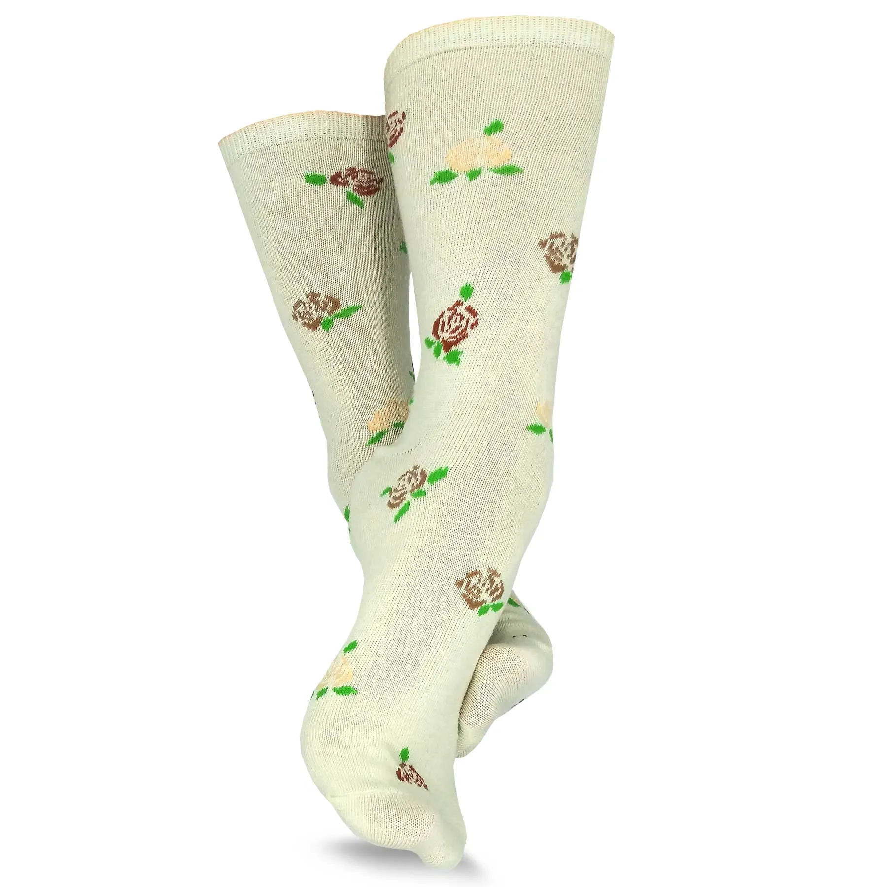 TeeHee Socks Women's Casual Polyester Crew Rosebud 6-Pack (11197)