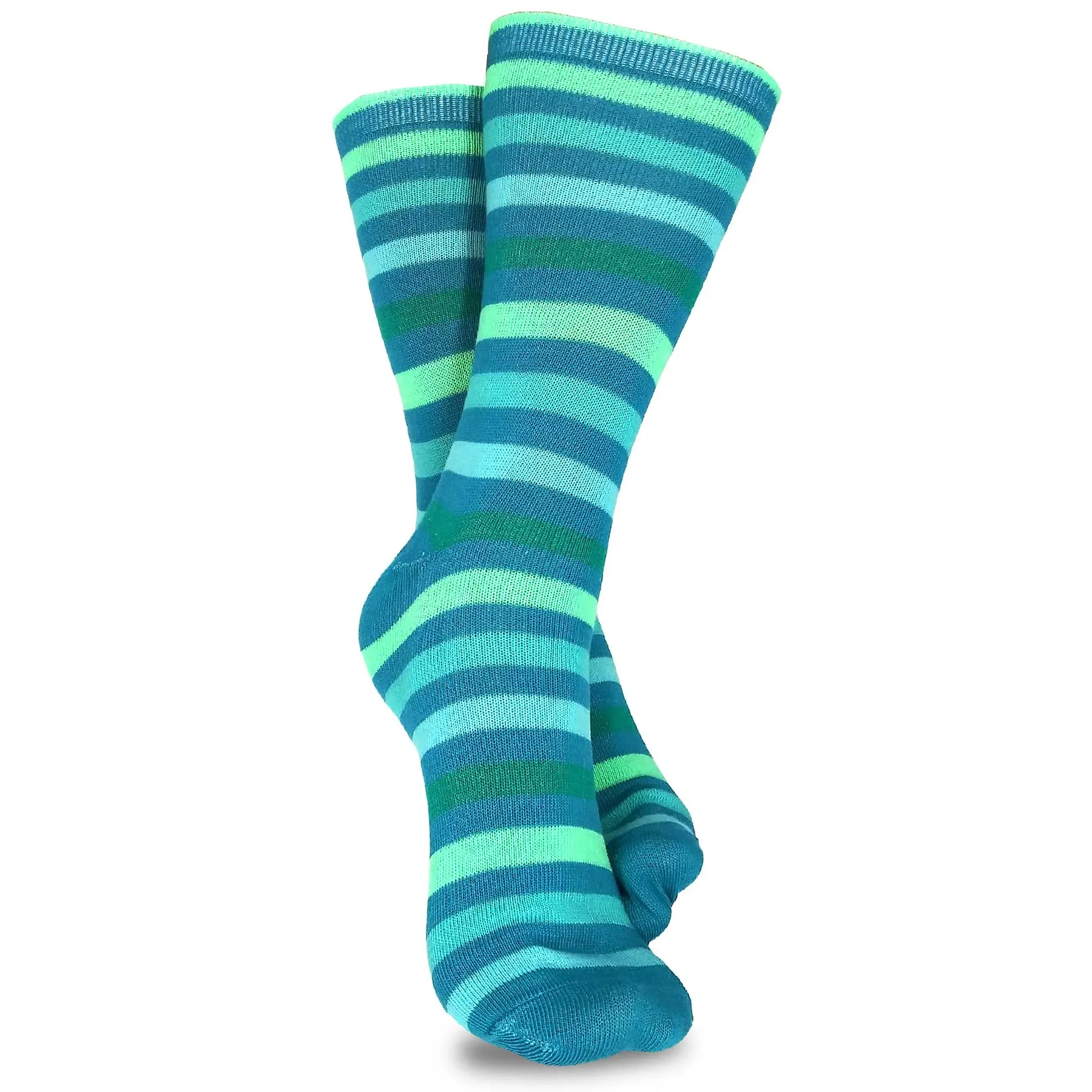 TeeHee Socks Women's Casual Polyester Crew Tonal Thin Stripe 6-Pack (11194)