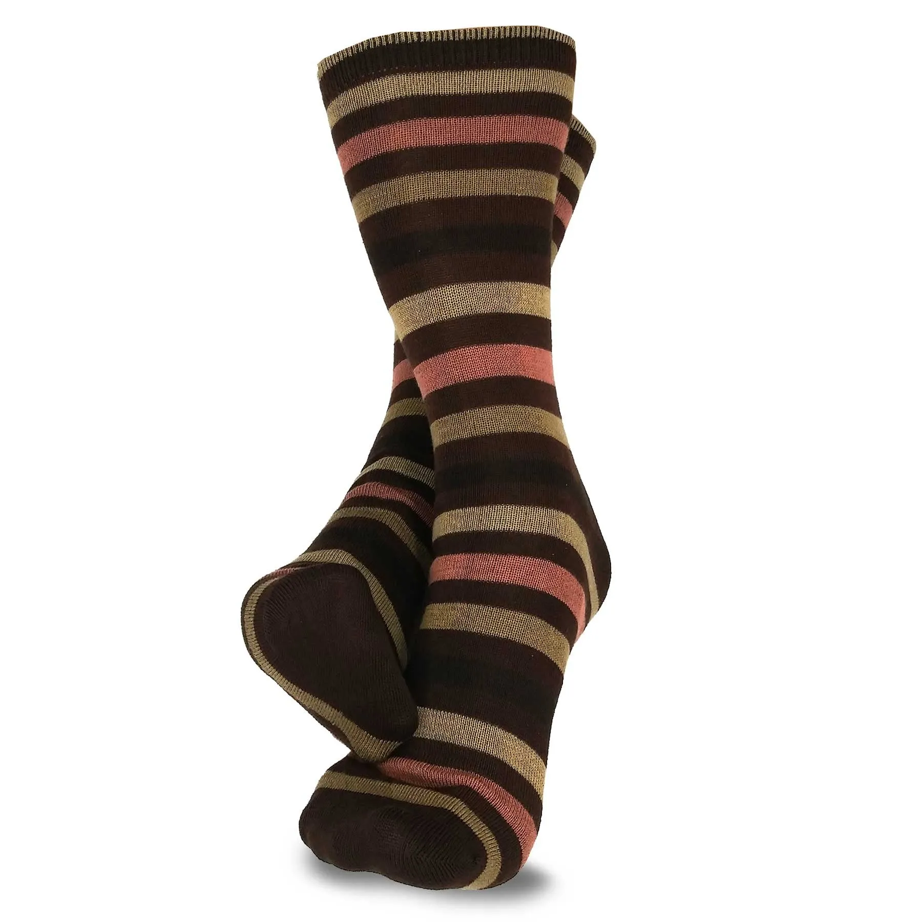 TeeHee Socks Women's Casual Polyester Crew Tonal Thin Stripe 6-Pack (11194)