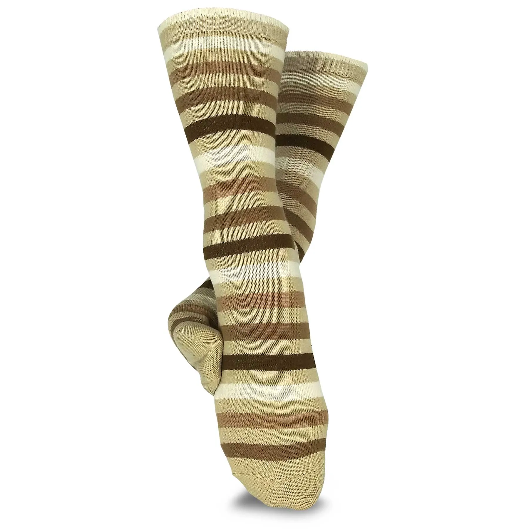 TeeHee Socks Women's Casual Polyester Crew Tonal Thin Stripe 6-Pack (11194)