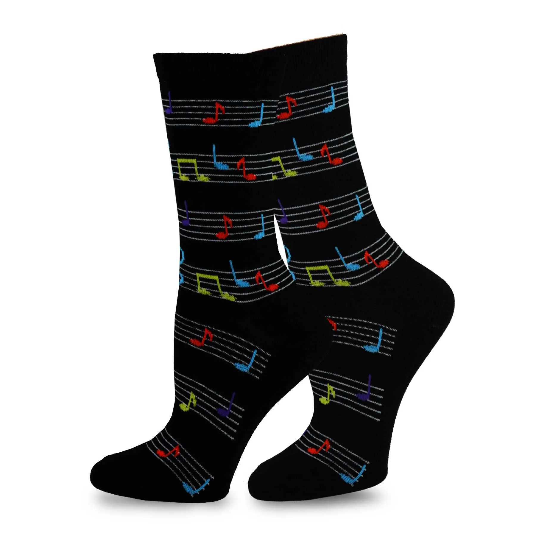 TeeHee Socks Women's Novelty Cotton Crew Musical Notes 3-Pack (11998)