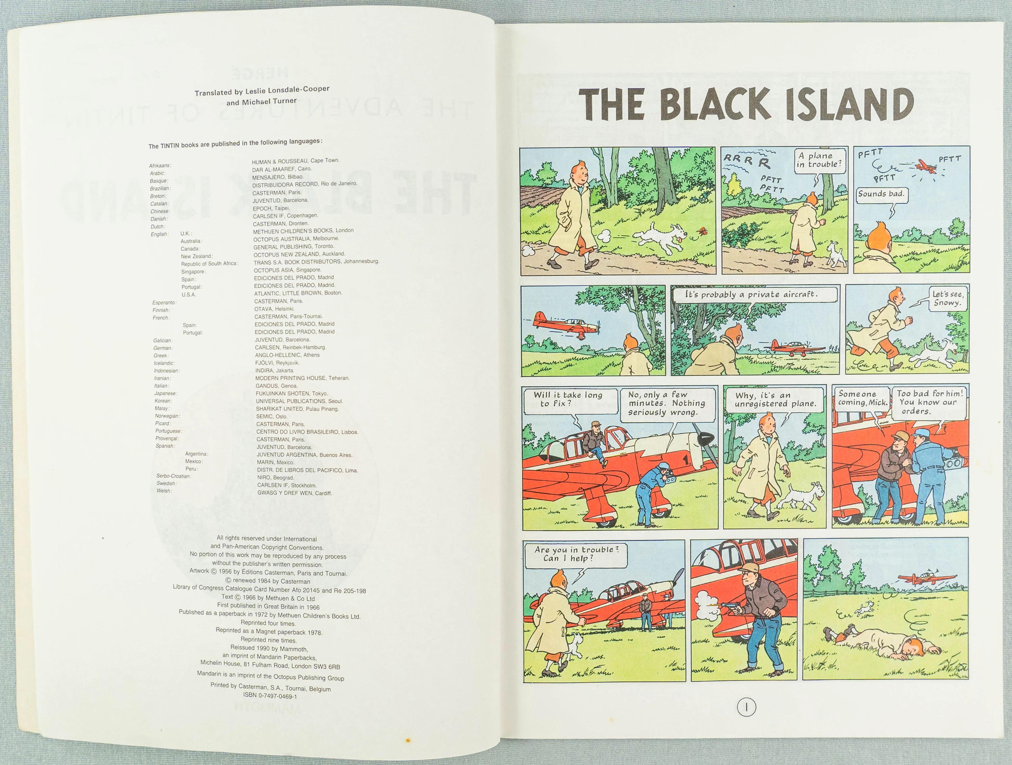 The Black Island - Tintin Mammoth UK Paperback Edition Book 1990s