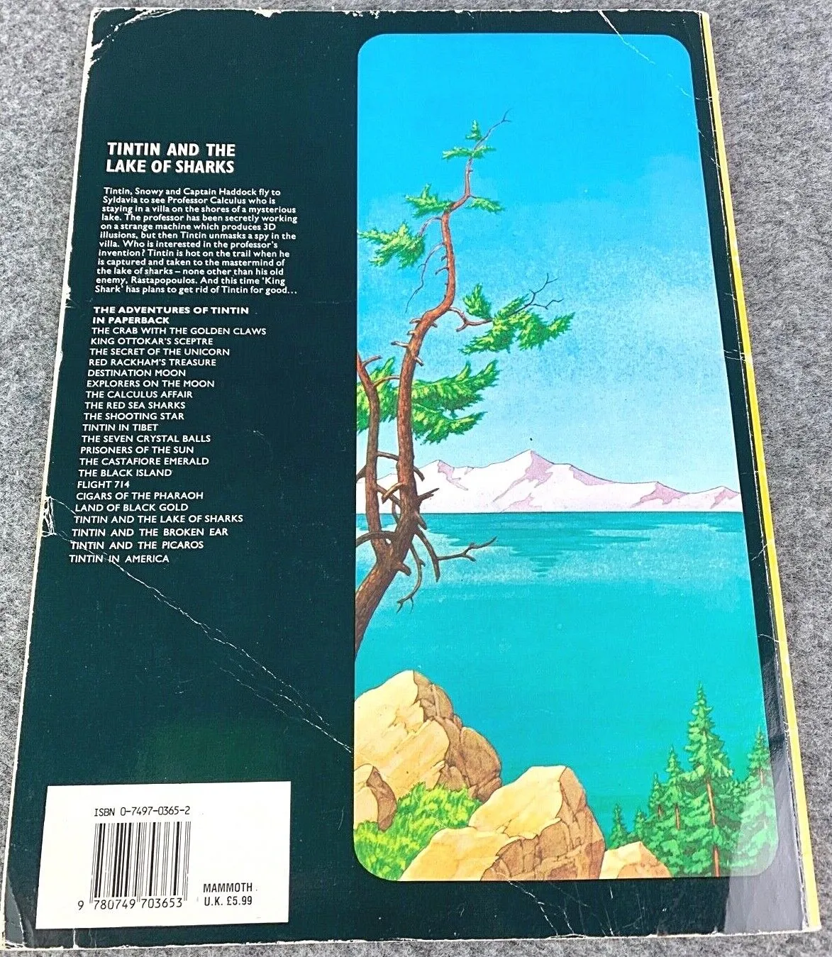 The Lake of Sharks - Tintin Mammoth UK Paperback Edition Book 1990s