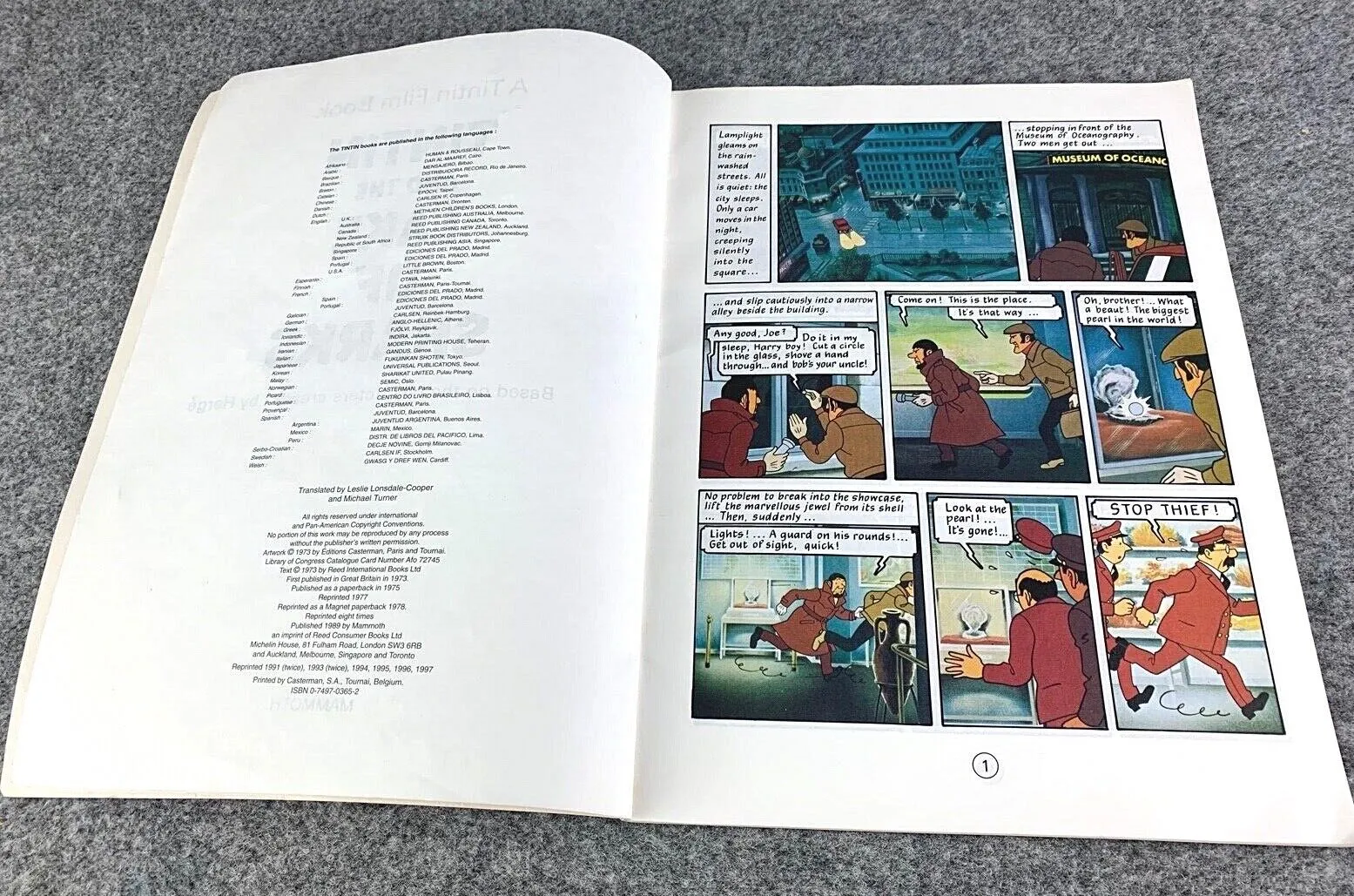 The Lake of Sharks - Tintin Mammoth UK Paperback Edition Book 1990s