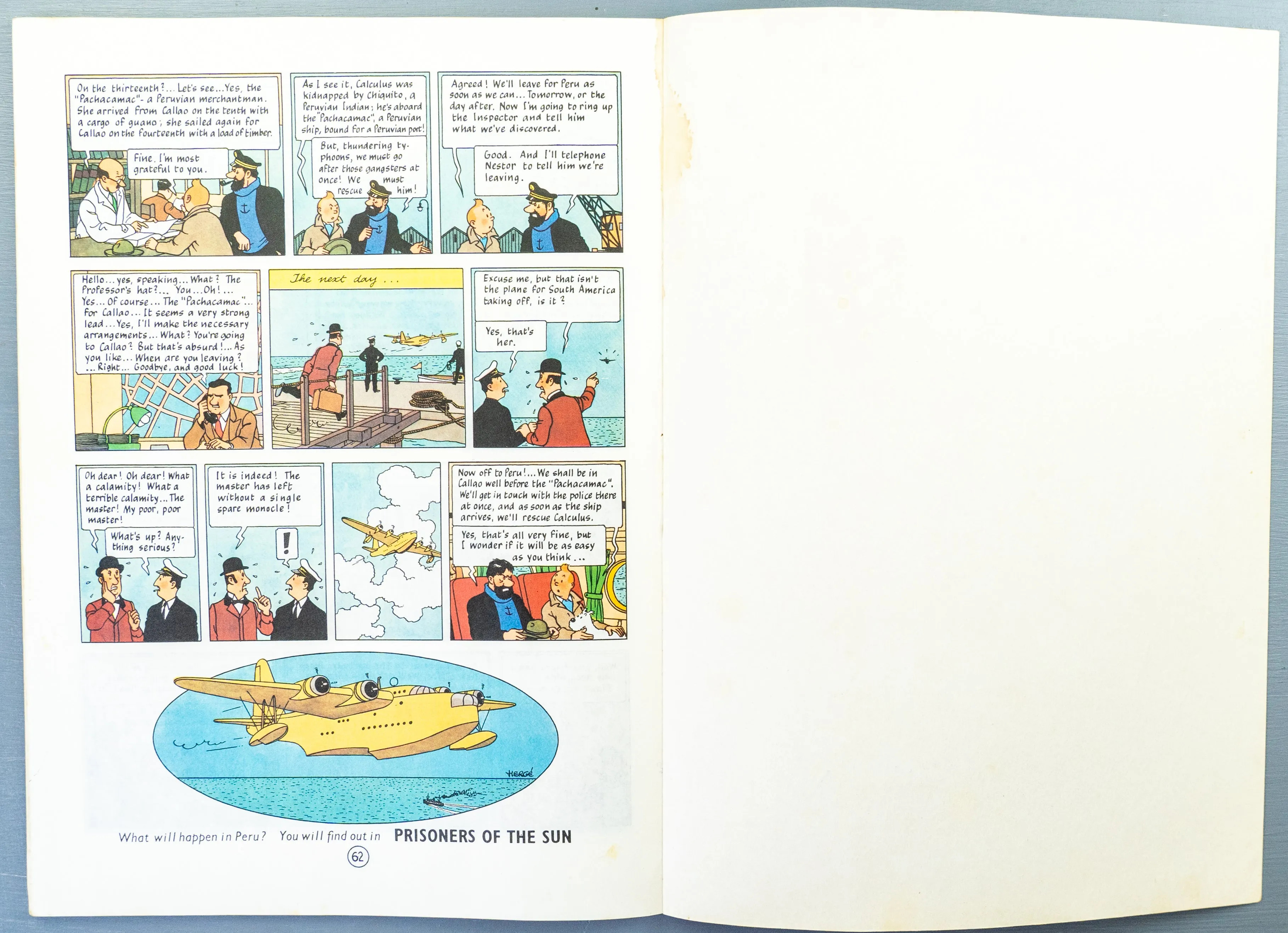 The Seven Crystal Balls - Tintin Magnet UK Paperback Edition Book 1980s