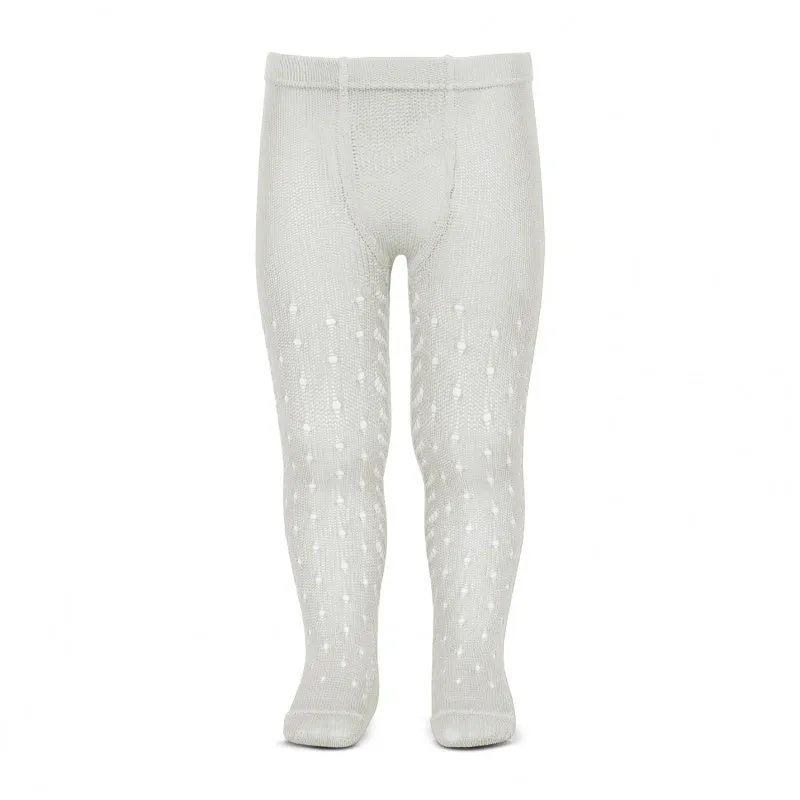 z Condor Tights - Full Openwork Lace in Pearl White